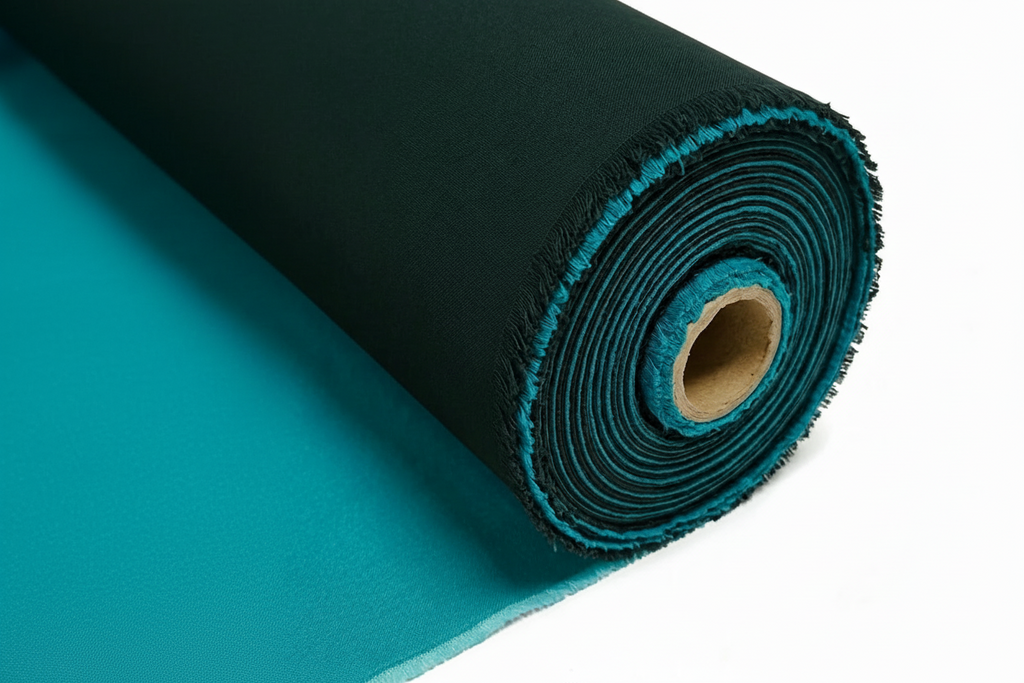 Premium Waterproof Rubber Bonded Cotton Fabric – Black & Ocean Blue (2-Ply)