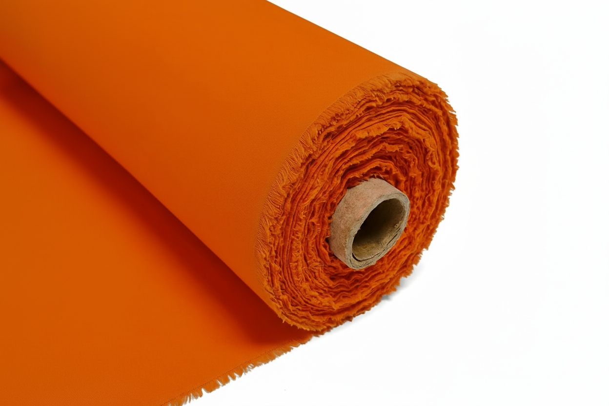 Premium Waterproof Rubber Bonded Cotton Fabric – Orange (2-Ply)