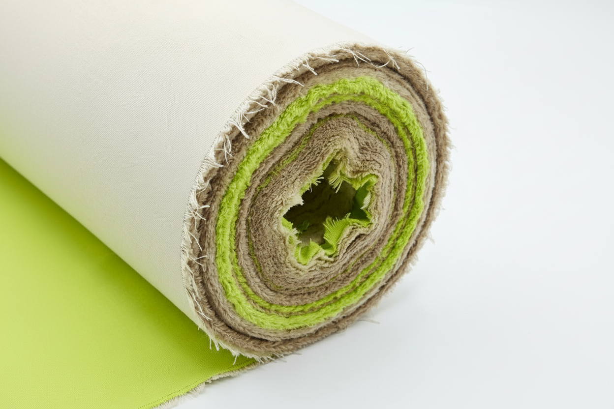 Premium Waterproof Rubber Bonded Cotton Fabric – Putty & Lime (2-Ply)