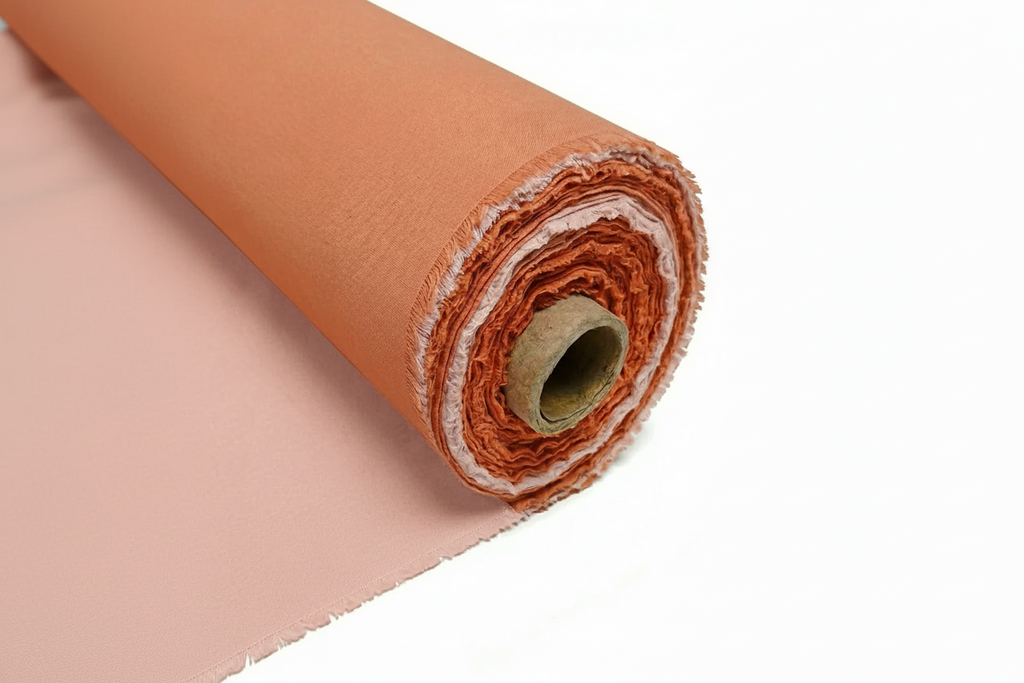Premium Waterproof Rubber Bonded Cotton Fabric – Salmon Pink (2-Ply)