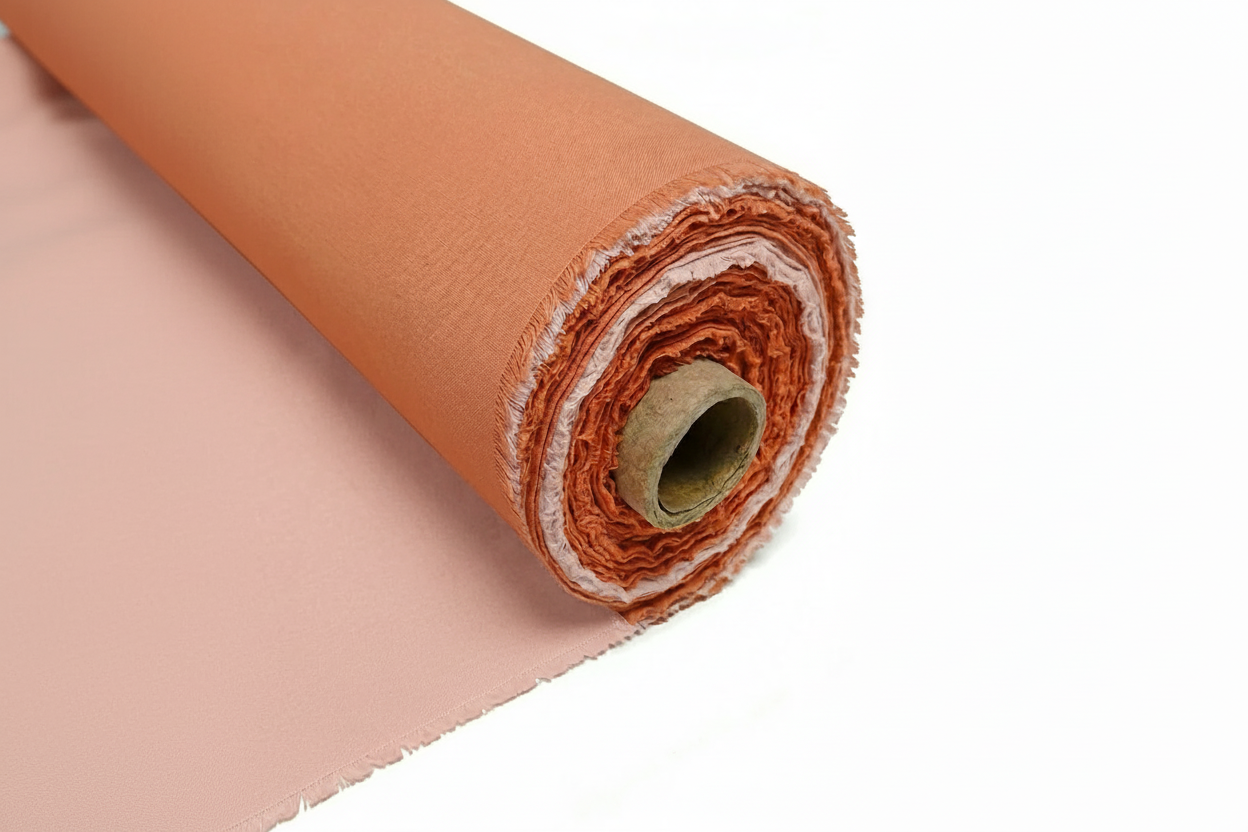 Premium Waterproof Rubber Bonded Cotton Fabric – Salmon Pink (2-Ply)