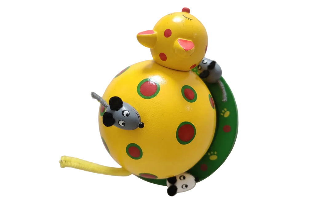 Toddler Wooden Musical Cat Toy with Spinning Motion