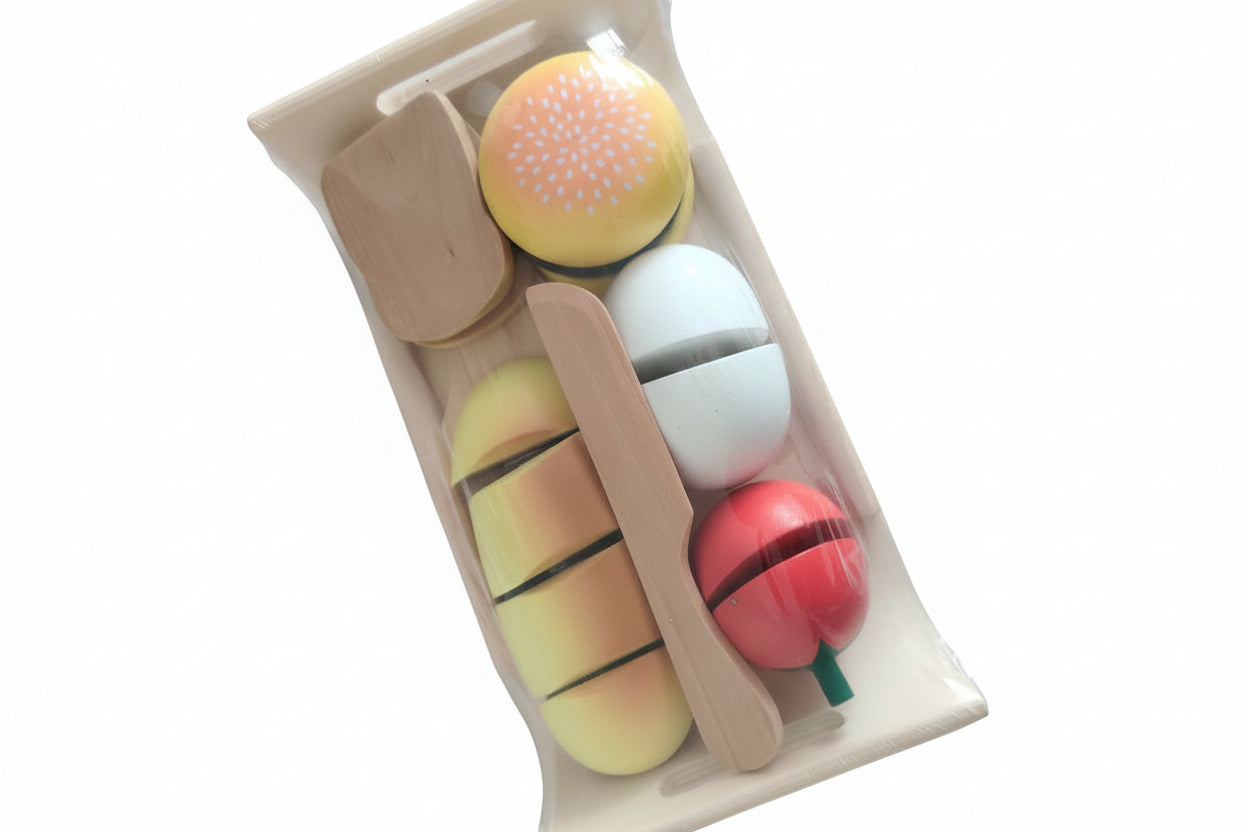 Wooden Play Food Set Pretend Kitchen Toy for Toddlers & Kids