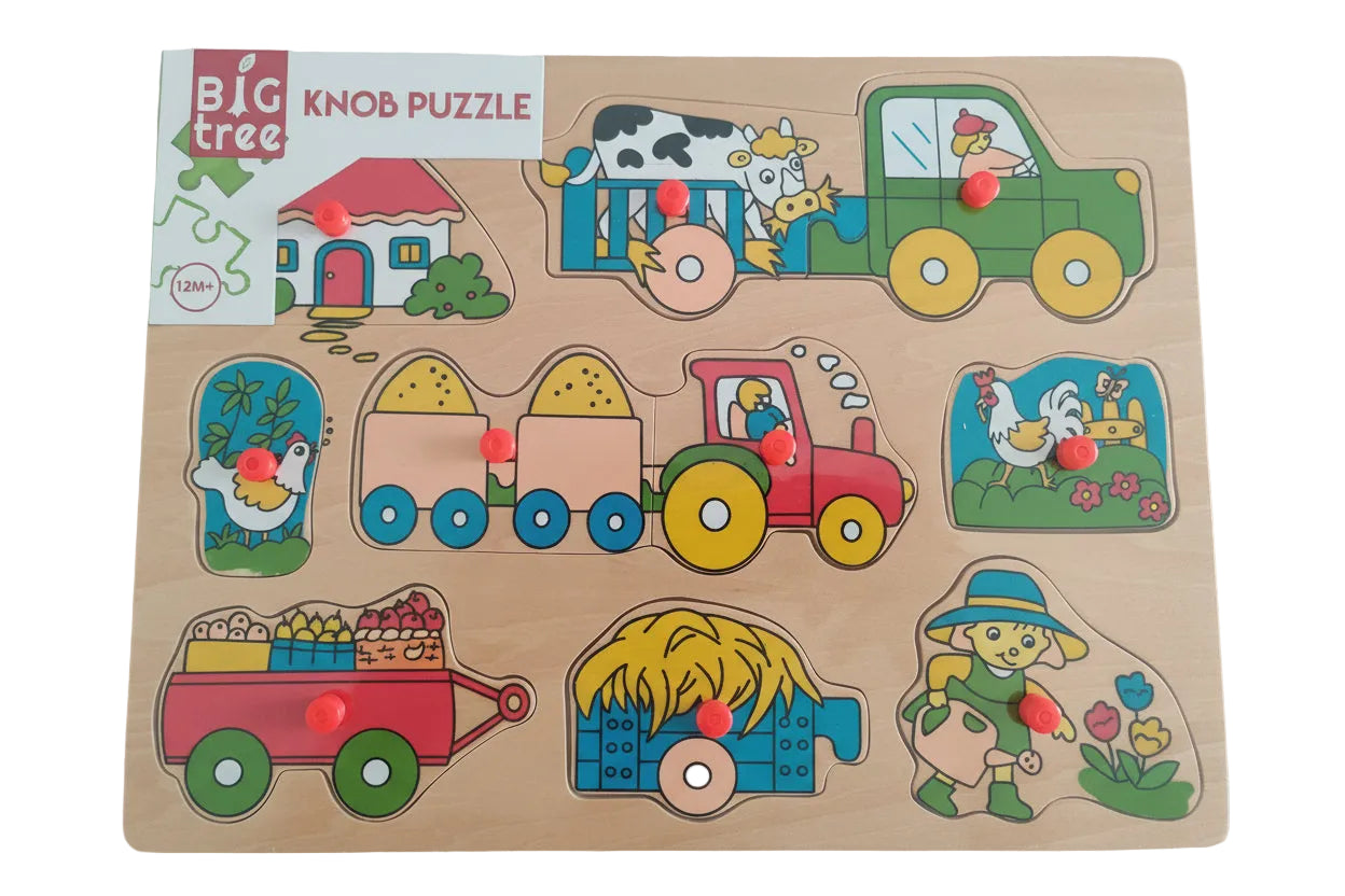 Wooden Farm Knob Puzzle Board Toy for Toddlers 12 Months and Up