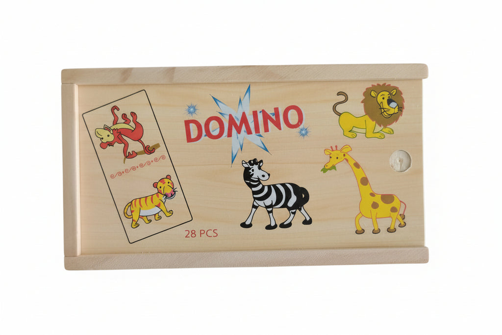Wild Animal Wooden Dominoes Game for Children