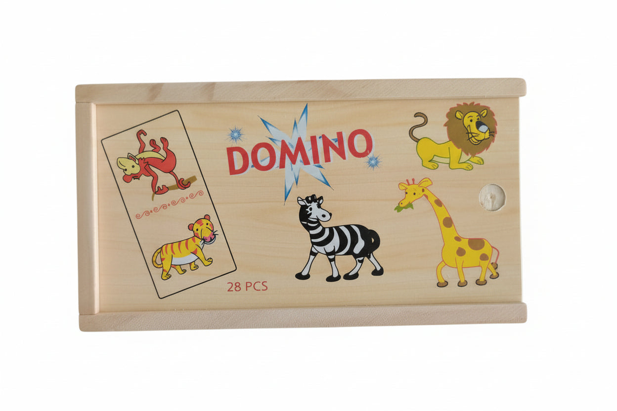 Wild Animal Wooden Dominoes Game for Children