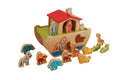 Wooden toy Noah's Ark with colorful animal figures