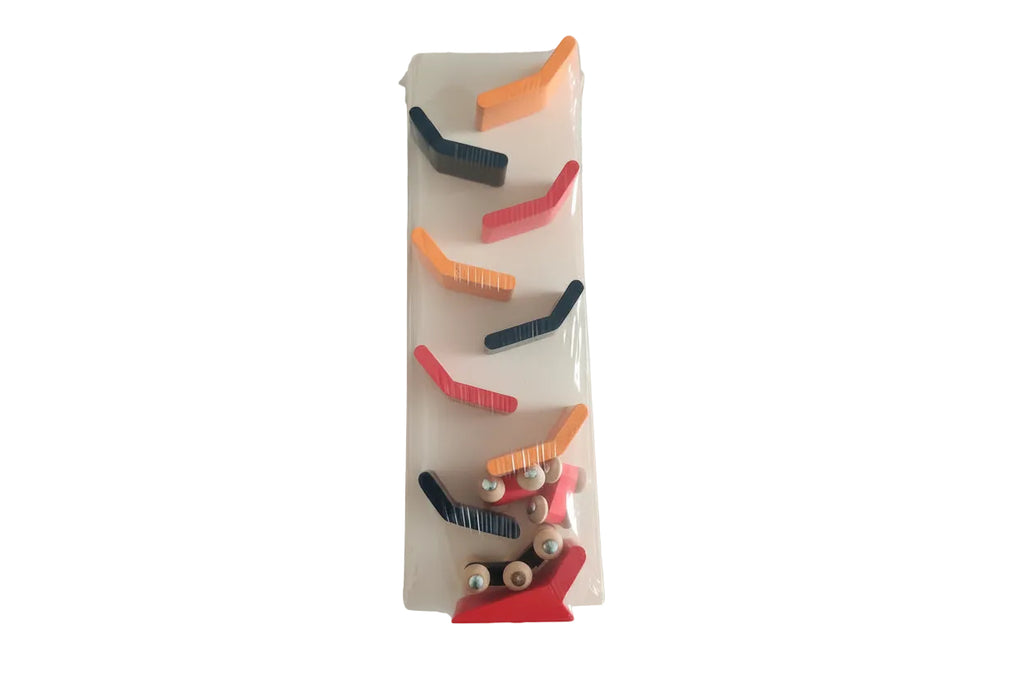 Small Wooden Zig-Zag Car Ramp Race Track with 3 Cars