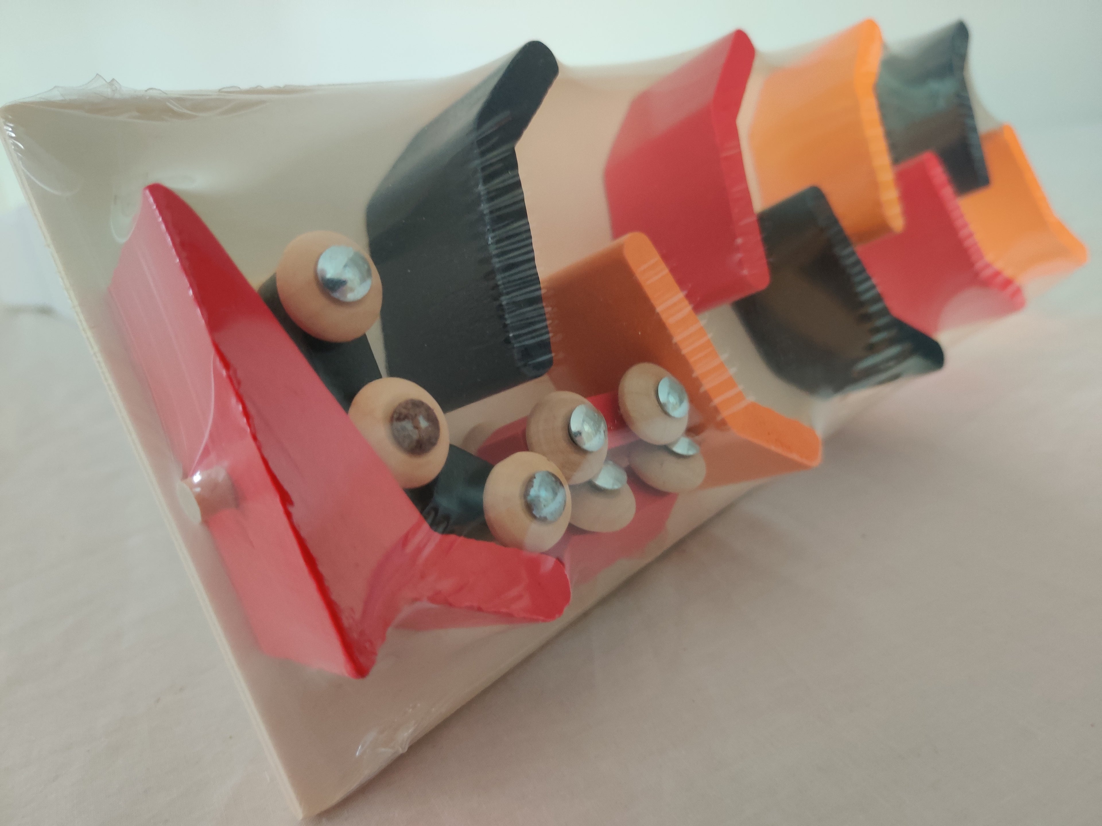 Small Wooden Zig-Zag Car Ramp Race Track with 3 Cars