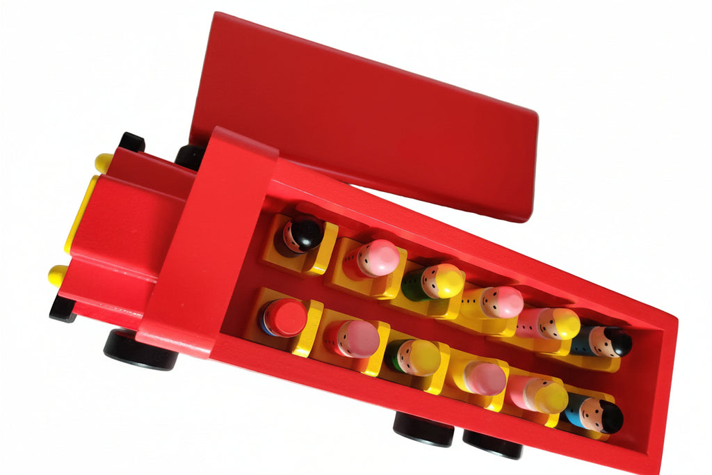 Wooden School Bus Toy with People Educational Play for Kids