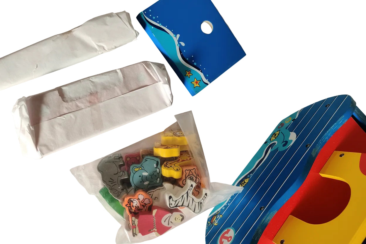 Wooden Noah's Ark Toy with Animals & Figurines