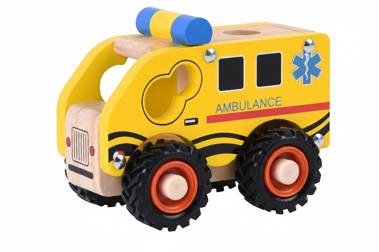 Wooden Ambulance Toy for Toddlers & Kids