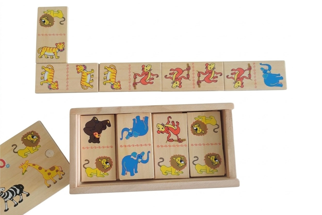 Wild Animal Wooden Dominoes Game for Children