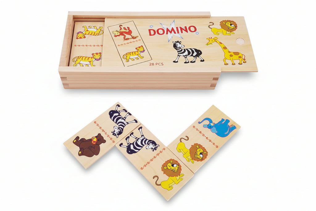 Wild Animal Wooden Dominoes Game for Children