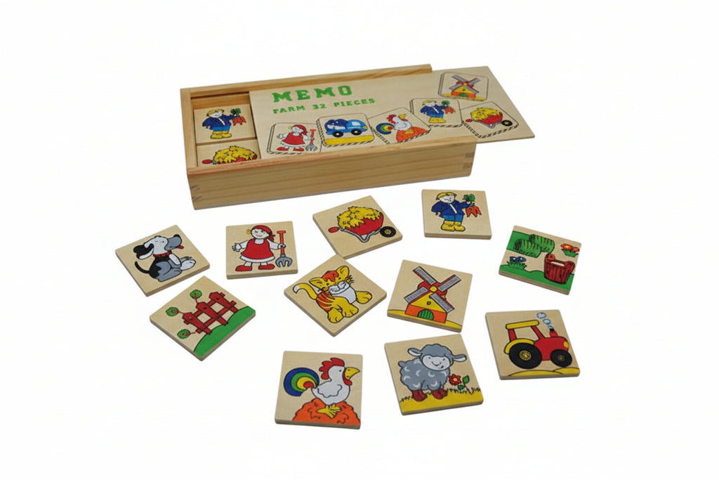 Wooden Farm Memory Game for Toddlers & Children