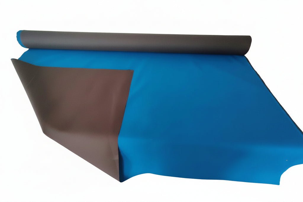 Premium Waterproof Rubber Bonded Cotton Fabric – Royal Blue & Mid Brown (2-Ply)