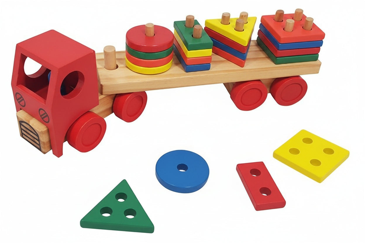 Wooden Shape Sorter Truck Toy for Toddlers & Kids