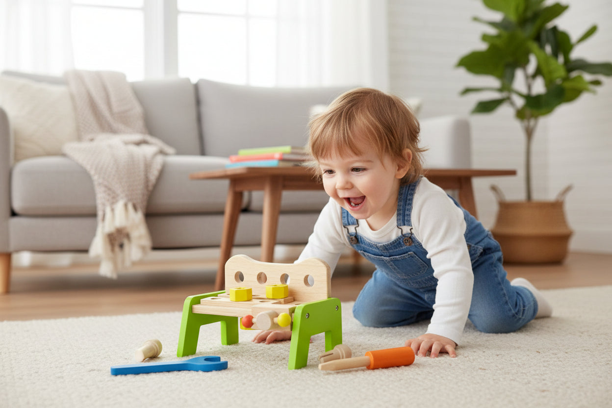 Wooden Workbench & Tools Toy for Kids