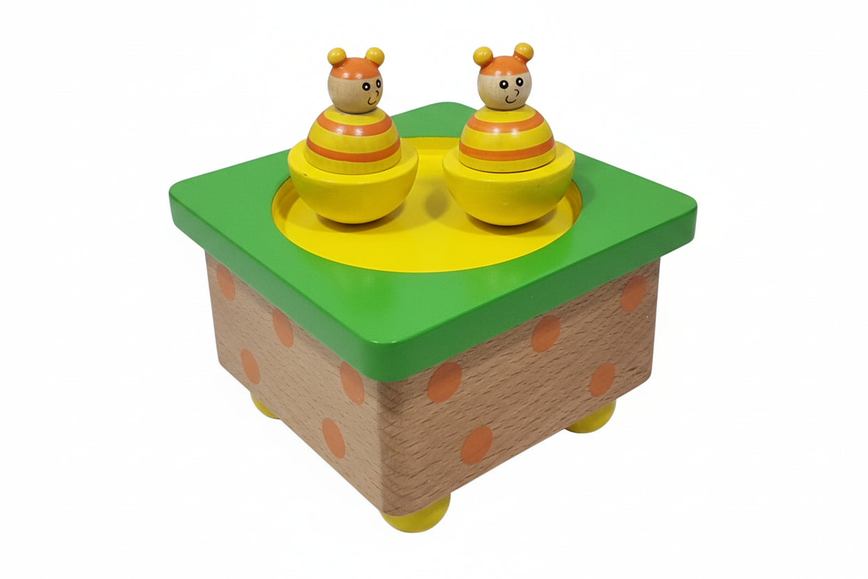 Toddler Wooden Musical Toy with Dancing Figurines
